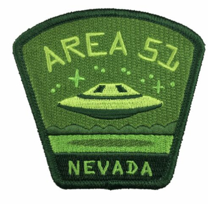 Mavi Merrow Bordür İşlemeli Yama Alanına Dikmek 51 Nevada UFO Uzaylı Seyahat Yaması