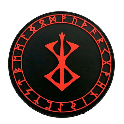 6C Yumuşak Kauçuk PVC Yama Berserker Marka Kurban Kırmızı İskandinav Rune Viking Yaması