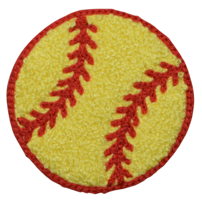Şönil Softbol Yaması - Spor Topu, Letterman Ceket Rozeti 2-3/8&quot; (Ütüyle)