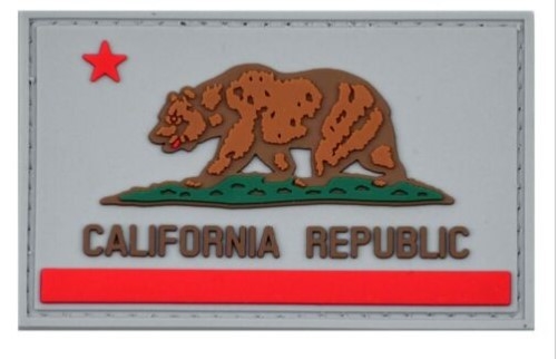 Kaliforniya Cumhuriyeti Bayrağı Renkli Moral PVC Yama 3D Çevre Dostu Yumuşak PVC