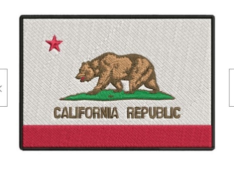 Kaliforniya Cumhuriyeti Bayrağı İşlemeli Demir On Patch Dimi Kumaş Merrow Bordür