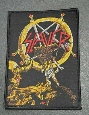 Slayer Müzik Grubu Büyük Dokuma Kumaş Rozetler Pantone Renkli Metalik