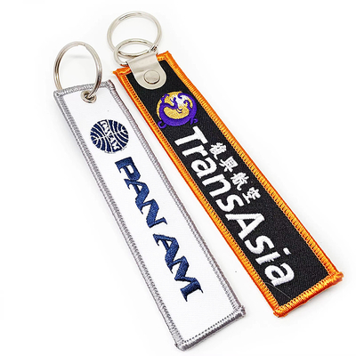 Özel Logo Kumaş Anahtar Etiketi nakış Anahtar Zinciri Etiket Anahtar Zinciri