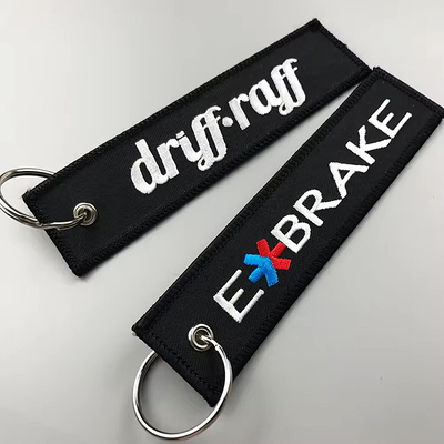 Özel Logo Kumaş Anahtar Etiketi nakış Anahtar Zinciri Etiket Anahtar Zinciri