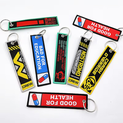Özel Çap Açık Alfabet Harfi Çift Taraflı Anahtar Zincirleri Dokunmuş Nakışlı Anahtar Zinciri Kısa Lanyard Anahtar Etiketleri