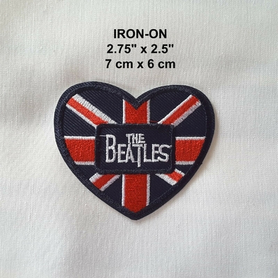 Beatles Rozeti Kalp Nakış Ütüyle Müzik Amblemi Yama İngiltere Bayrağı Aplike
