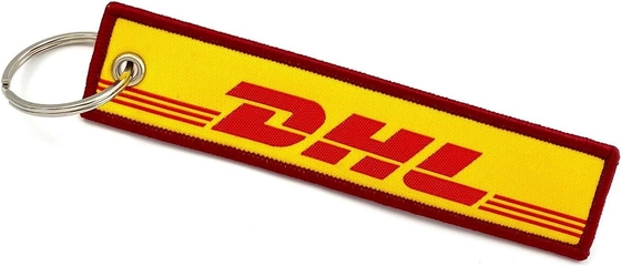 Özel Logo Tasarımı DHL Flight Crew İşlemeli Anahtarlık Dokuma Anahtarlık