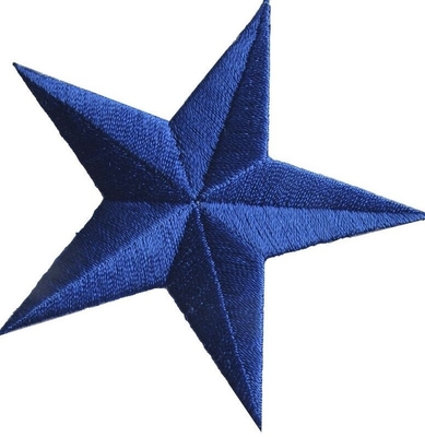 3 &quot;Mavi İşlemeli Yıldız Yamaları Aplike Yama dimi arka plan üzerinde Demir